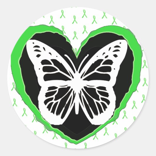 Sticker Rond Rubans de sensibilisation et de papillon de la mal (Devant)