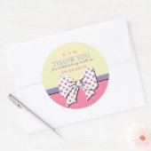 Sticker Rond Rubans et vaches Pois rose jaune (Enveloppe)