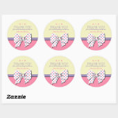 Sticker Rond Rubans et vaches Pois rose jaune (Feuille)