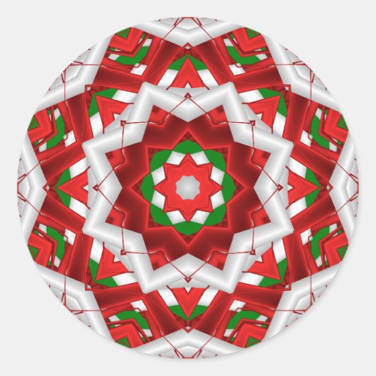 Sticker Rond Rubans Fractants Red Green White Holiday (Devant)