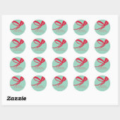 Sticker Rond Rubans rouges de Noël dessinés à la main (Feuille)