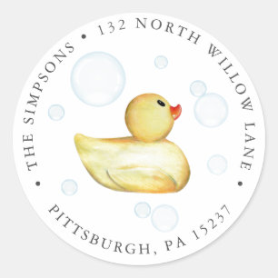 Sticker Rond Rubber Duck Baby shower Adresse de retour