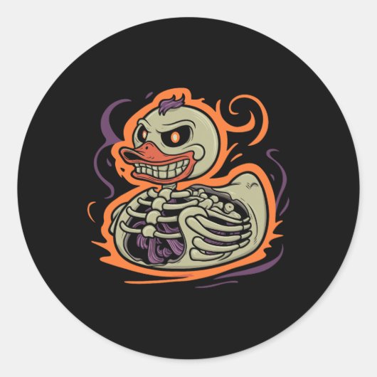 Sticker Rond Rubber Duck Skeleton Rubber Duckie Costume Party (Devant)