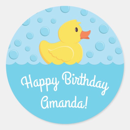 Sticker Rond Rubber Ducky 1er Anniversaire Fête Enfants bébé (Devant)