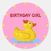 Sticker Rond Rubber Ducky "Birthday Girl" (Devant)