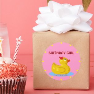 Sticker Rond Rubber Ducky "Birthday Girl"