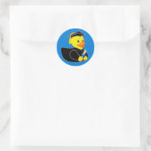 Sticker Rond Rubber Ducky Graduation ! Arrière - plan bleu (Sac)