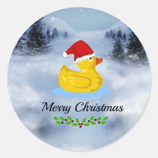 Sticker Rond Rubber Ducky Noël salutations (Devant)