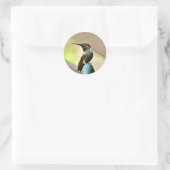 Sticker Rond Ruby perché et petit colibri vert (Sac)