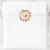 Sticker Rond Ruby Pink Peony Floral Mariage de monographie bota (Sac)
