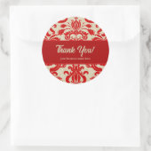 Sticker Rond Ruby Red et Taupe Damask Parfait pour les affaires (Sac)