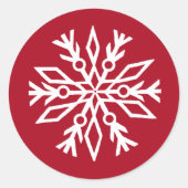 Sticker Rond Ruby Red Festive Noël Blanc Flocons de neige (Devant)