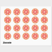 Sticker Rond Ruby Red Grapefruit Juicy Sweet Citrus Fruit Slice (Feuille)