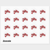 Sticker Rond Ruby Red Script Blossoms (Feuille)