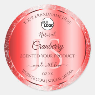 Sticker Rond Ruby Red Soft Parties scintillant Produit Étiquett