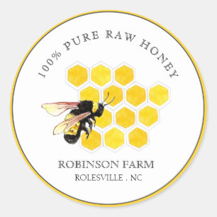 Sticker Rond Ruche d'abeilles et d'apicultteurs de miel