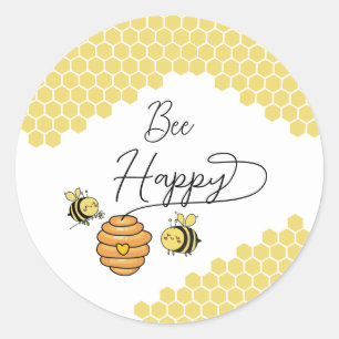 Sticker Rond Ruche de miel de petites abeilles mignonnes