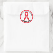 Sticker Rond Ruche et maladie cardiaque Guerrier Ruban blanc (Sac)