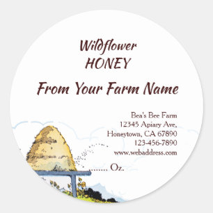 Sticker Rond Ruches d'Abeilles à Miel Vintage Apiary 1,5"