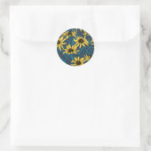 Sticker Rond Rudbekia jaune sur la marine (Sac)