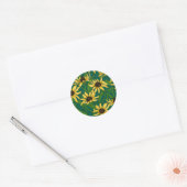 Sticker Rond Rudbekia jaune sur vert foncé (Enveloppe)