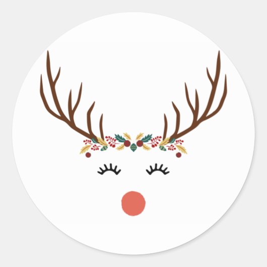 Sticker Rond Rudolph avec couronne de fleurs (Devant)