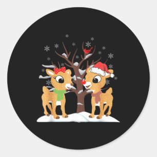 Sticker Rond Rudolph Et Clarice Noël Enfants Filles Teind
