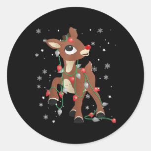 Sticker Rond Rudolph Le Nez Rouge Renne Pour Les Enfants Et Noë
