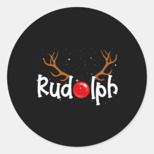 Sticker Rond Rudolph Red Nose Reindee Noël Amusant