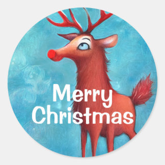 Sticker Rond Rudolph, renne à nez rouge