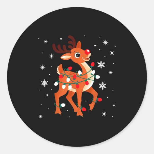 Sticker Rond Rudolph The Red Nose Reindeer For Kids And Christm (Devant)