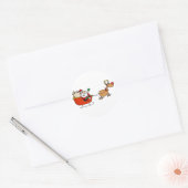 Sticker Rond Rudolph Volant Kris Kringle Dans Son Sleigh (Enveloppe)