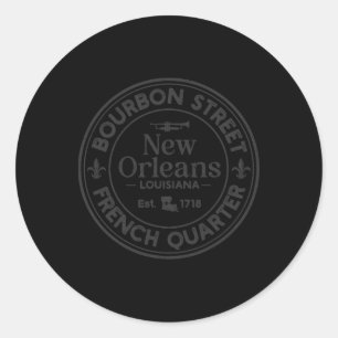 Sticker Rond Rue Bourbon Quartier Français Établie en 1718 La N