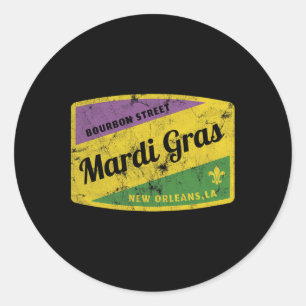 Sticker Rond Rue Mardi Gras Bourbon