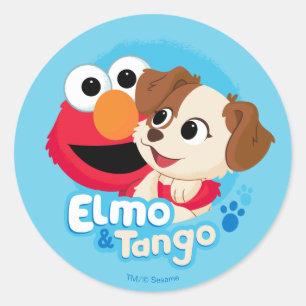 Sticker Rond Rue Sésame   Badge Elmo & Tango