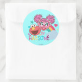 Sticker Rond Rue Sésame | Elmo & Abby - Soyez génial (Sac)