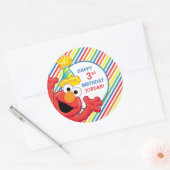 Sticker Rond Rue Sésame | Elmo - Anniversaire Arc-en-ciel (Enveloppe)
