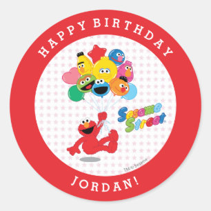 Sticker Rond Rue Sésame   Elmo et Pals - Ballons d'anniversaire