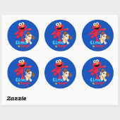 Sticker Rond Rue Sésame | Elmo & Tango en course (Feuille)