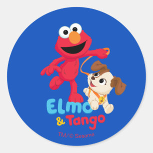 Sticker Rond Rue Sésame   Elmo & Tango Running