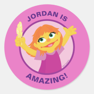 Sticker Rond Rue Sésame   Julia Holding Feather