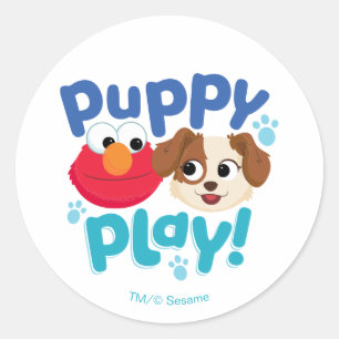 Sticker Rond Rue Sésame   Puppy Play Elmo & Tango