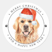Sticker Rond Ruff Année Golden Retriever Funny Chien Noël (Devant)