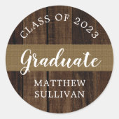 Sticker Rond Rugged Woodsy Graduate Class of 2023 | Nom (Devant)