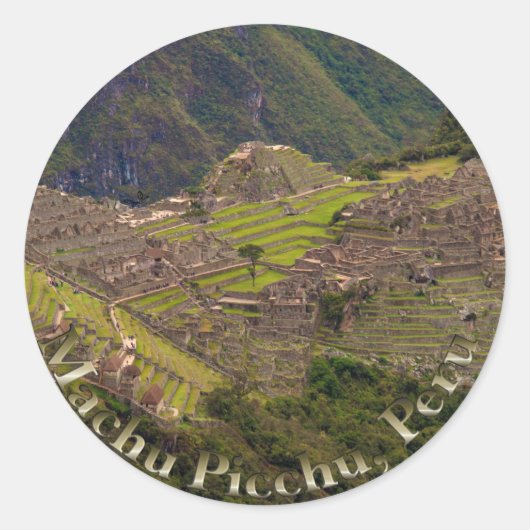 Sticker Rond Ruines de Machu Picchu, Pérou (Devant)