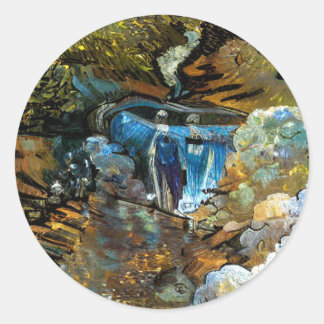STICKER ROND RUISSEAU CASCADE