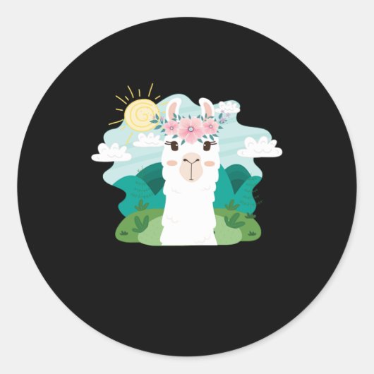 Sticker Rond Ruminant Mammal Alpaca Guanaco Camel Like Animal (Devant)