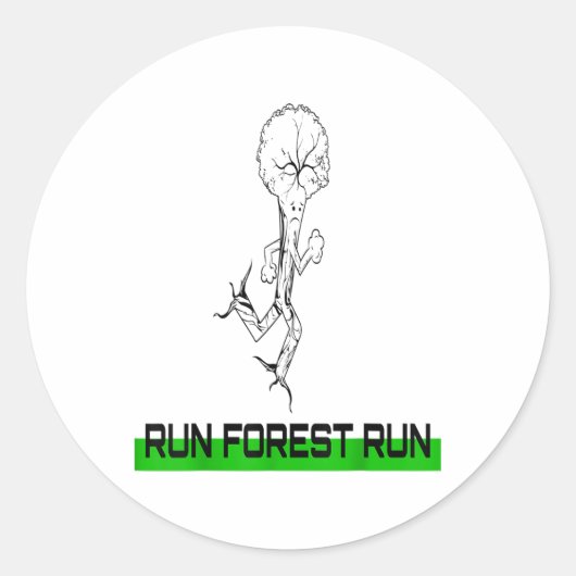 Sticker Rond Run Forest Run Funny Sustainability De l'environne (Devant)