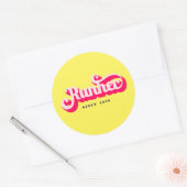 Sticker Rond Runher Runher Runher Pink Bold Retro Font Motivati (Enveloppe)