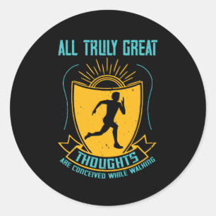 Sticker Rond Running - De grandes pensées sont conçues